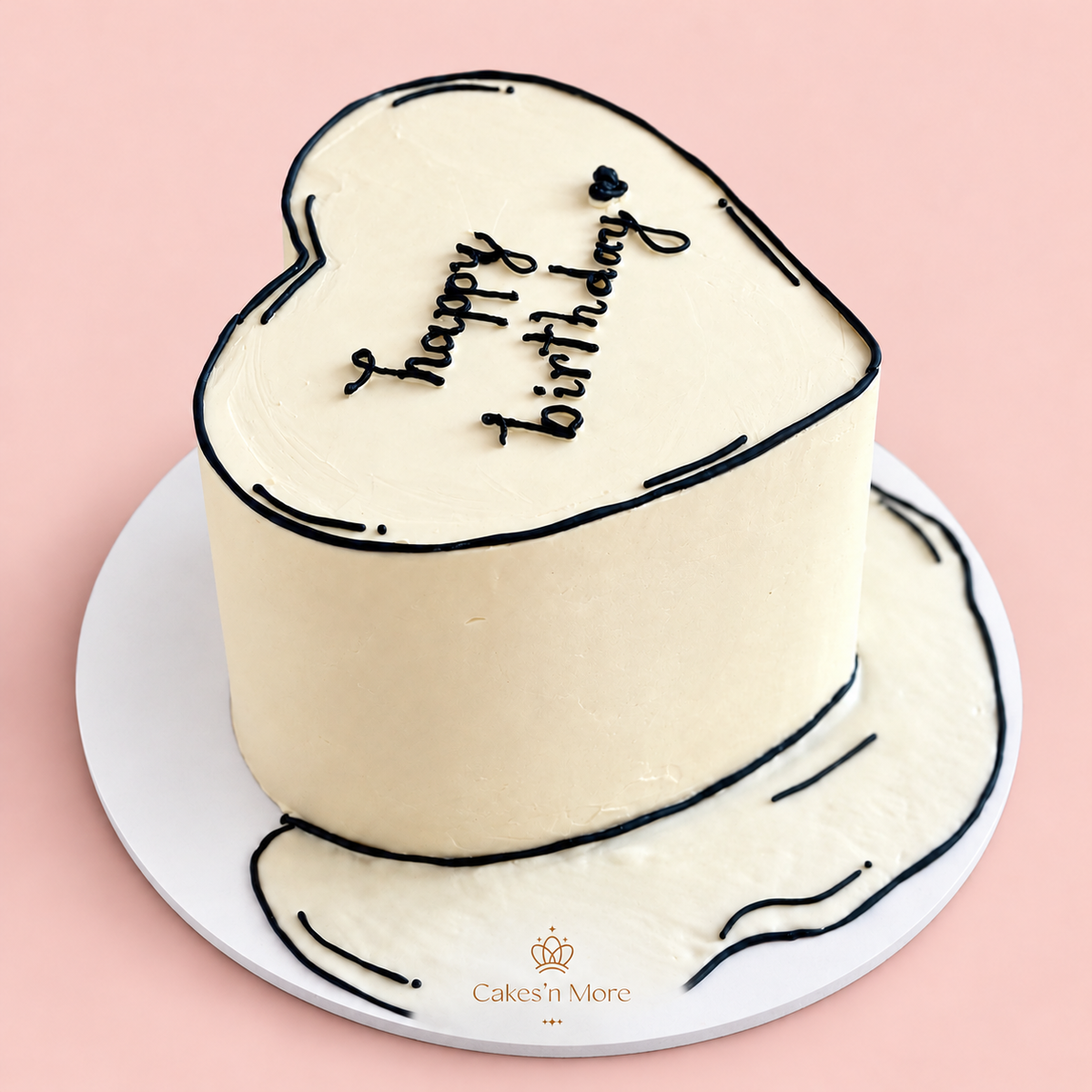 Cartoon Heart Cake — base blanche et logo Cakes’n More