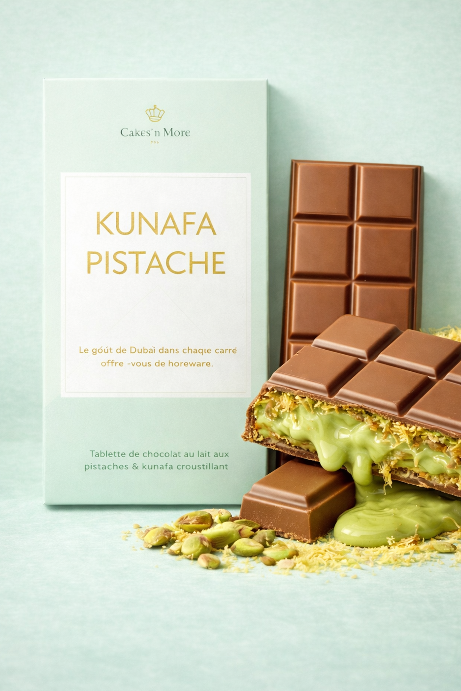 Tablette Chocolat Kunafa Pistache