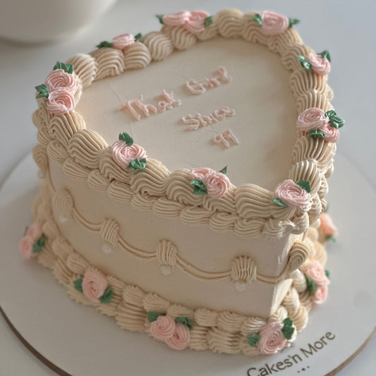 Floral Heart Vintage Cake