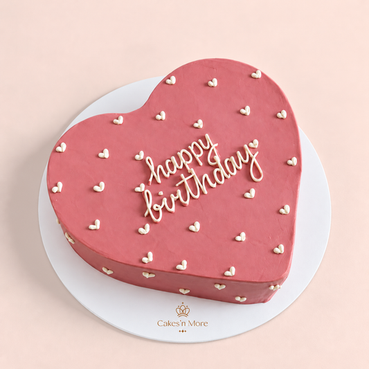 Heart shaped cake of hearts — base blanche et logo Cakes’n More
