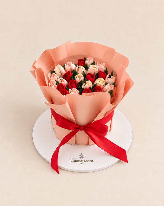 Cake Bouquet — base blanche et logo Cakes’n More