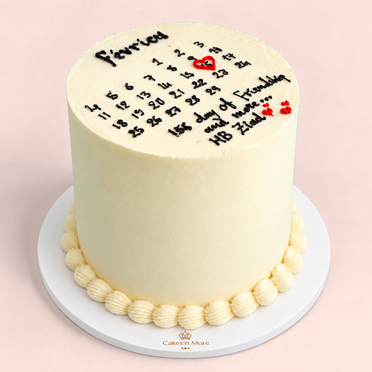 Calendar Cake — base blanche et logo Cakes’n More