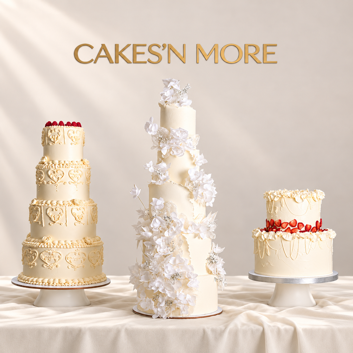 Trois modèles de wedding cakes Cakes’n More