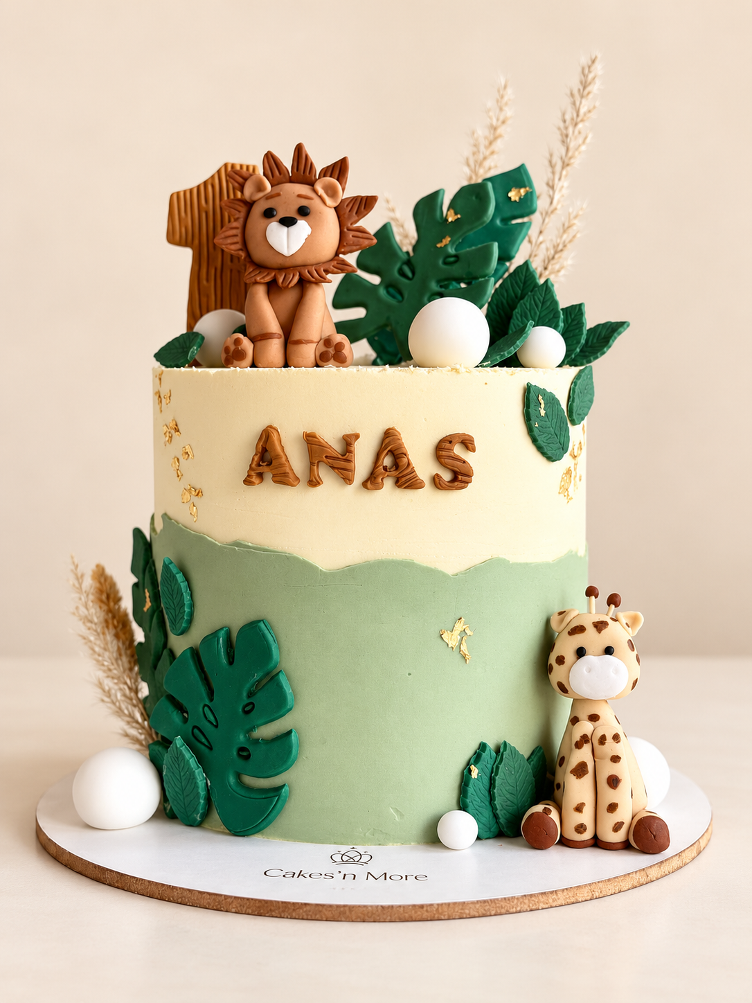 Gâteau enfant thème Jungle, lion et girafe